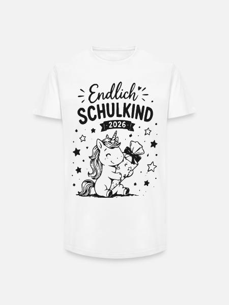 Endlich Schulkind 2026 Einhorn - Long Fit Männer T-Shirt - Weiß