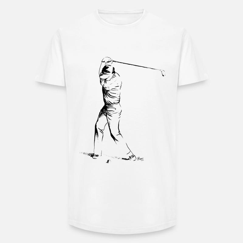 Bild eines Golfers während des Spiels - Long Fit Männer T-Shirt - Weiß