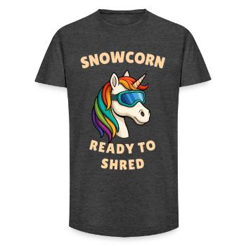 Licorne des neiges - T-shirt coupe longue homme - charbon - Devant - AI Model Male 185 light (185cm)