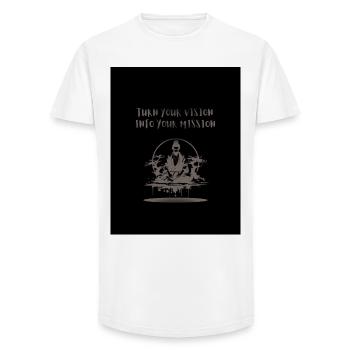 Black_and_Grey_Illustrative_Ninja_T-shirt - T-shirt coupe longue homme - blanc - Devant - AI Model Male 185 light (185cm)