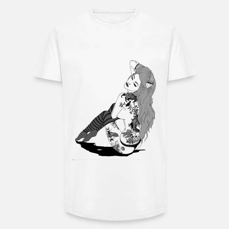 882EB5CC 391F 4E34 A595 06EB4ADAD40E - Long Fit Männer T-Shirt - Weiß