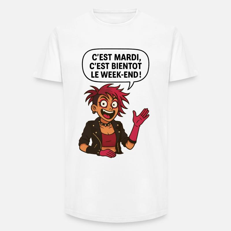 C'est mardi ! C'est bientôt le weekend ! - T-shirt coupe longue homme - blanc
