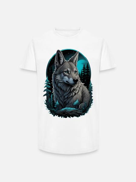 Mystic Wolf at Full Moon - Long Fit Men's T-Shirt - white