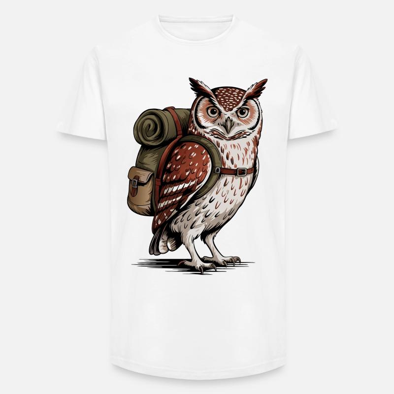 Wald-Eule mit Rucksack - Long Fit Männer T-Shirt - Weiß
