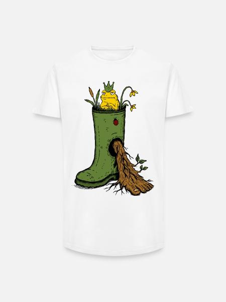 Frog King Rubber Boot Garden Doodle - Long Fit Men's T-Shirt - white
