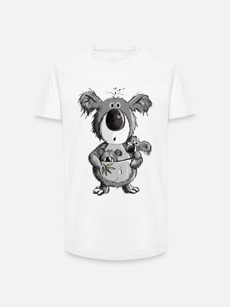 Süßer Koala Bär mit Kindern Comic - Long Fit Männer T-Shirt - Weiß