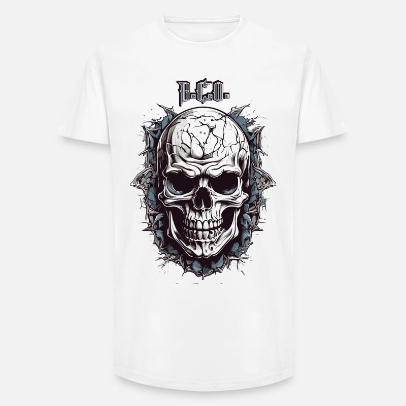 Totenkopf B.C.O - Long Fit Männer T-Shirt - Weiß