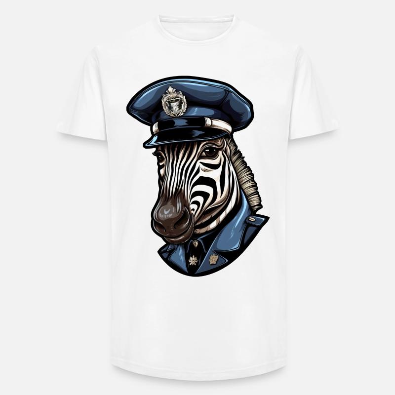 Zebra Polizei - Long Fit Männer T-Shirt - Weiß