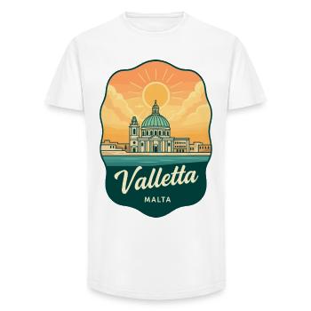Valletta Malta Retro Sunset Reiseabzeichen - Long Fit Männer T-Shirt - Weiß - Vorne - AI Model Male 185 light (185cm)
