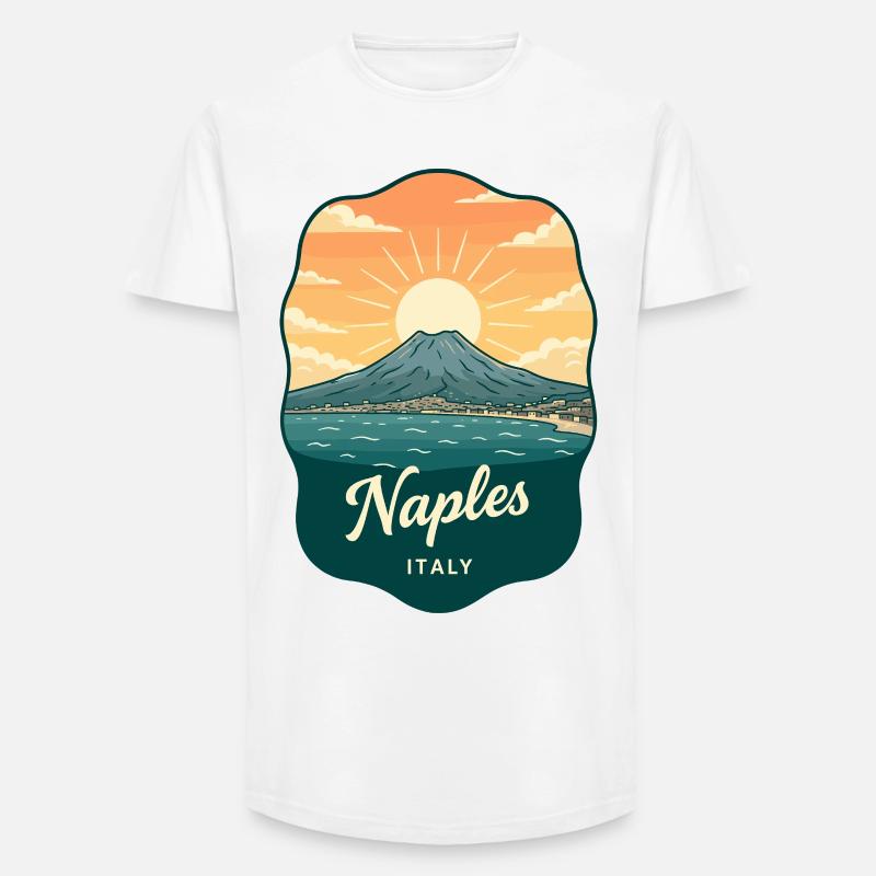 Neapel Mount Vesuvius Retro Reiseabzeichen - Long Fit Männer T-Shirt - Weiß