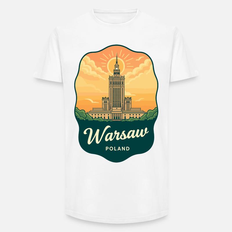Warschauer Kulturpalac Retro-Reiseabzeichen - Long Fit Männer T-Shirt - Weiß