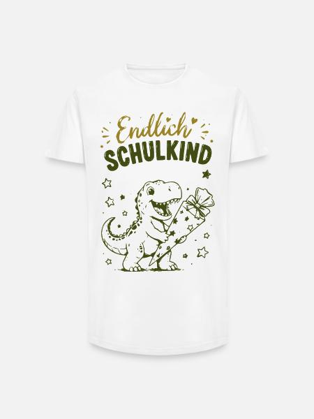 Endlich Schulkind Dino Stift - Long Fit Männer T-Shirt - Weiß
