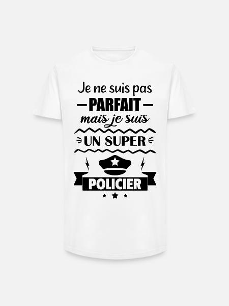 Not perfect but super police - Long Fit Men's T-Shirt - white