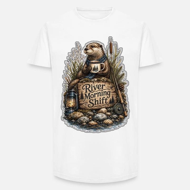 River Morning Shift Otter - Long Fit Männer T-Shirt - Weiß