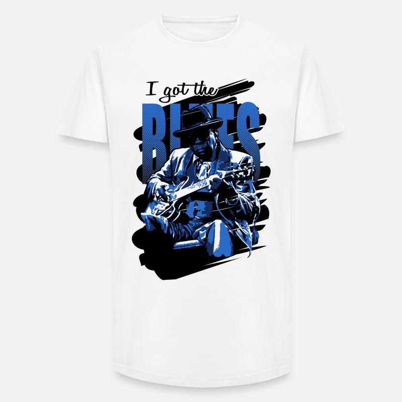 Fick blues - T-shirt herr med lång passform - vit