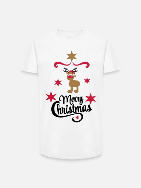 Noël - T-shirt coupe longue homme - blanc