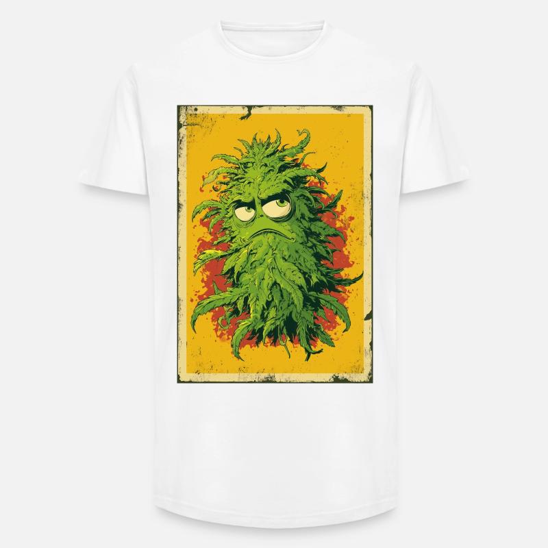 Grumpy Leaf Pop Art Cannabis - Long Fit Men's T-Shirt - white