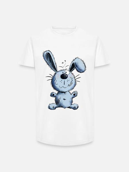 Lapin bleu - T-shirt coupe longue homme - blanc