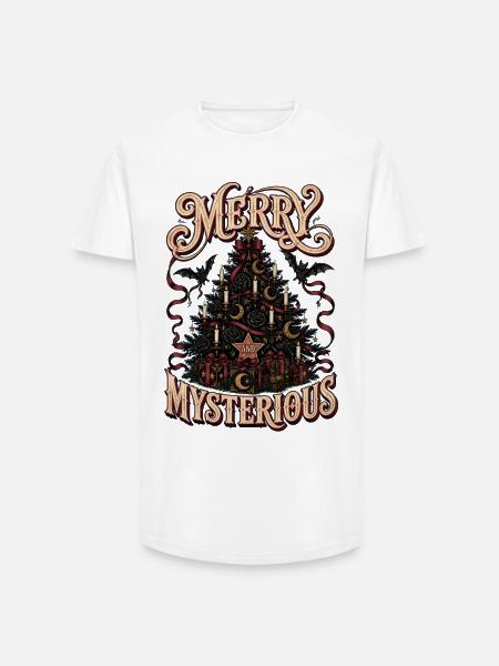 Merry and Mysterious Christmas Tree - Long Fit Men's T-Shirt - white