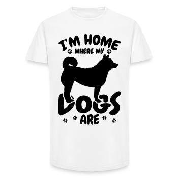 Je suis à la maison, là où sont mes chiens - T-shirt coupe longue homme - blanc - Devant - AI Model Male 185 light (185cm)
