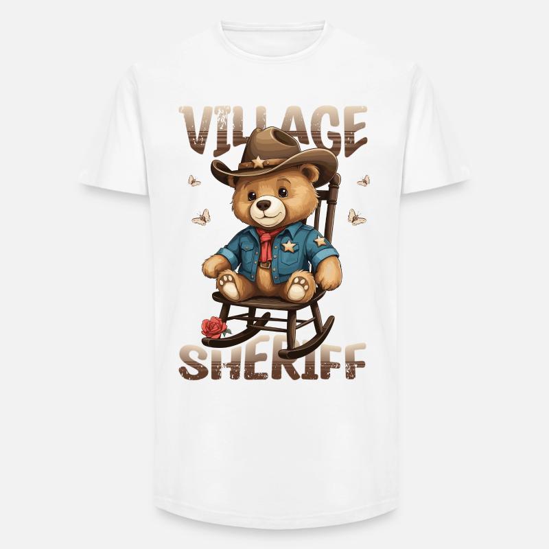 Bär der Dorf Sheriff - Long Fit Männer T-Shirt - Weiß
