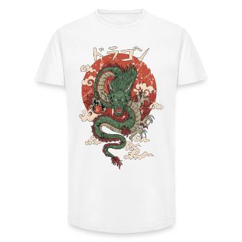Großer Japanischer Drache: Jungjunger - Long Fit Männer T-Shirt - Weiß - Vorne - AI Model Male 185 light (185cm)