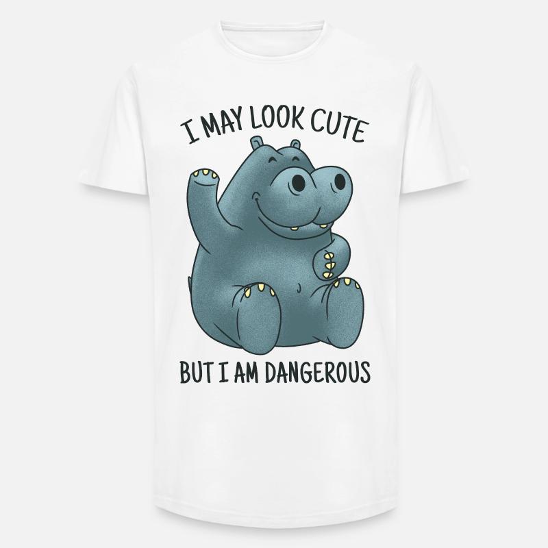 Friedlicher Nilpferd kann gefährlich werden  - Long Fit Männer T-Shirt - Weiß