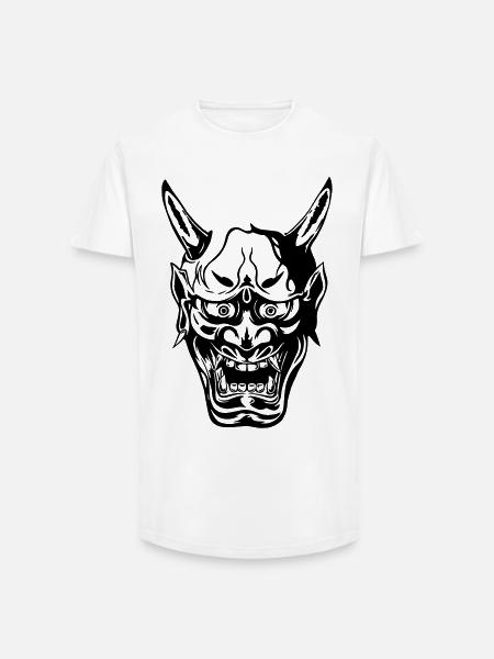 Hannya mask - Long Fit Men's T-Shirt - white