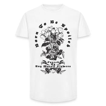 BORN TO BE SPOILED - Long Fit Men's T-Shirt - white - Front - AI Model Male 185 light (185cm)