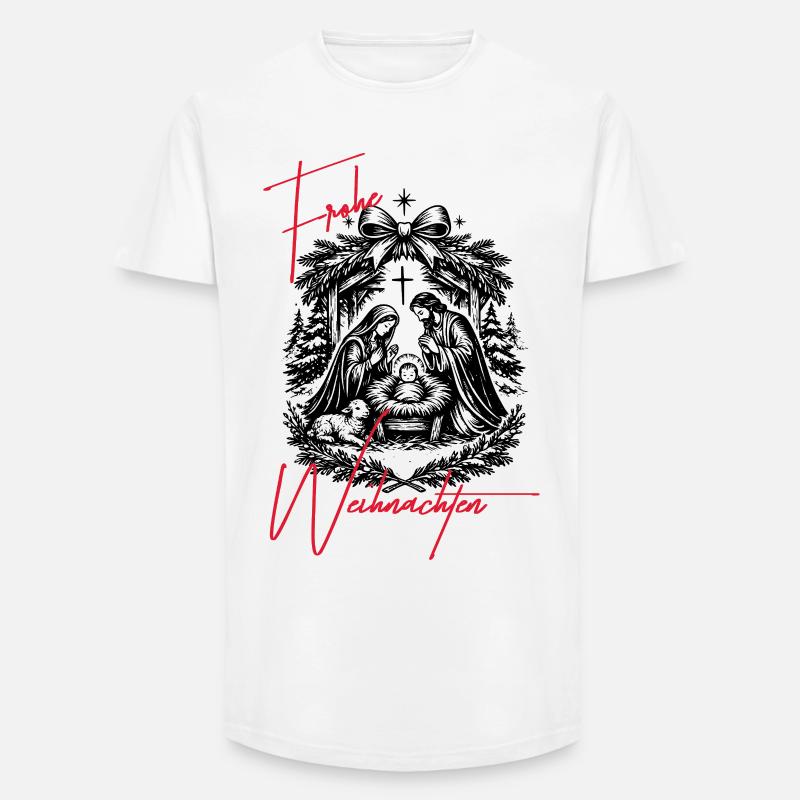 Weihnachtskrippe - Long Fit Männer T-Shirt - Weiß