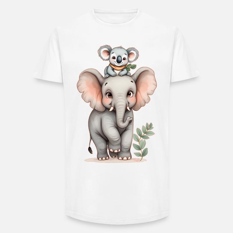 Wilde Freundschaft: Elefant und Koala 🐘 🐨 - Long Fit Männer T-Shirt - Weiß
