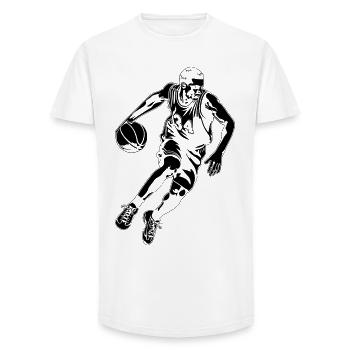 Dessin de joueur de basket-ball - T-shirt coupe longue homme - blanc - Devant - AI Model Male 185 light (185cm)