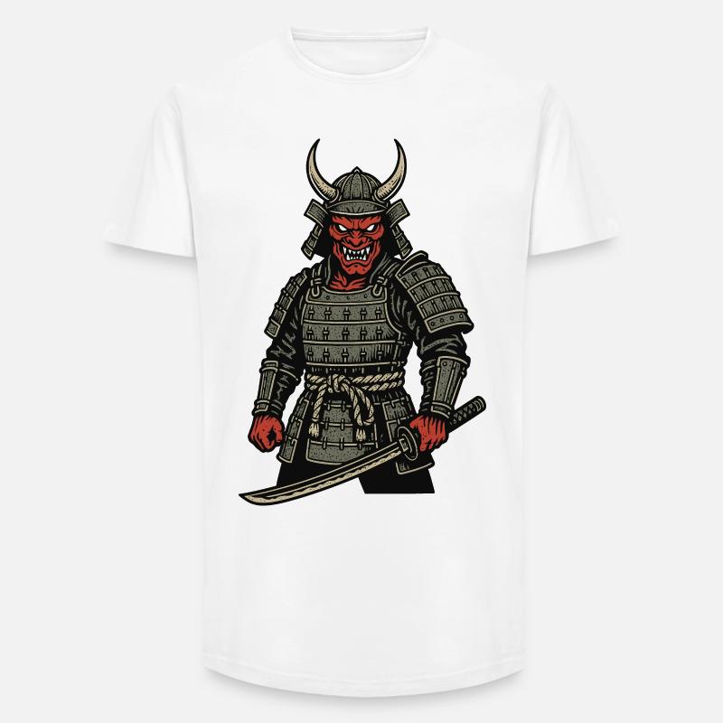 Oni Samurai - Dämonischer Krieger - Long Fit Männer T-Shirt - Weiß