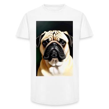 Mops Hund - Long Fit Männer T-Shirt - Weiß - Vorne - AI Model Male 185 light (185cm)