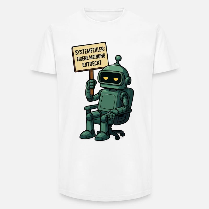 Systemfehler entdeckt – Denk selbst! Roboter - Long Fit Männer T-Shirt - Weiß
