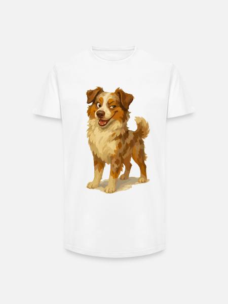 Naughty Australian Shepherd Cartoon - Long Fit Men's T-Shirt - white