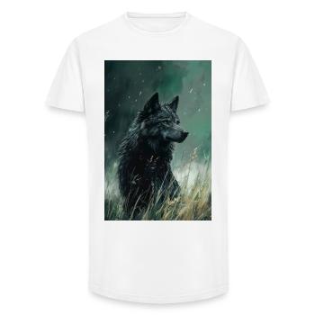 Illustration of a wolf - T-shirt coupe longue homme - blanc - Devant - AI Model Male 185 light (185cm)