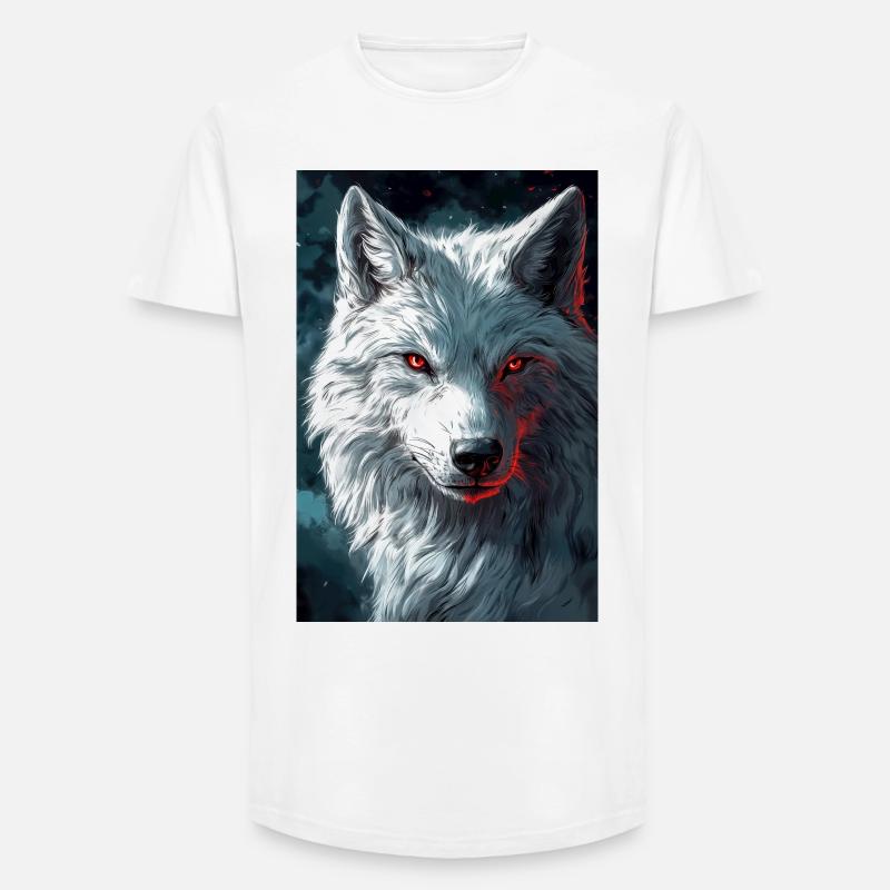 Illustration eines Wolfes - Long Fit Männer T-Shirt - Weiß