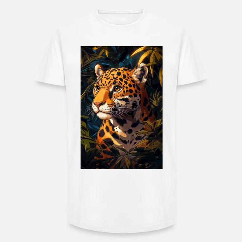 Illustration eines Jaguars - Long Fit Männer T-Shirt - Weiß