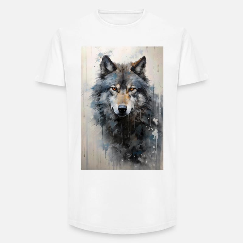 Illustration eines Wolfes - Long Fit Männer T-Shirt - Weiß