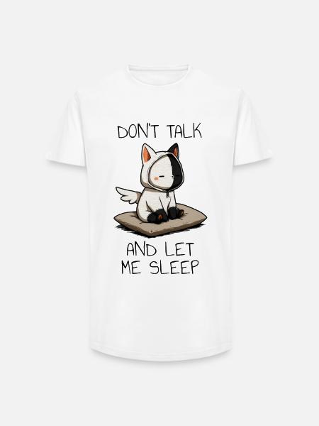 Felpa con felpa con felpa Little Angel Cat e Ali - T-shirt uomo a vestibilità lunga - bianco