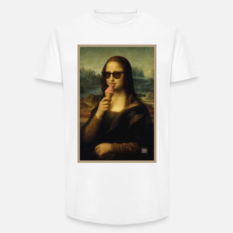 Mona Lisa leckt Eiscreme - Long Fit Männer T-Shirt - Weiß