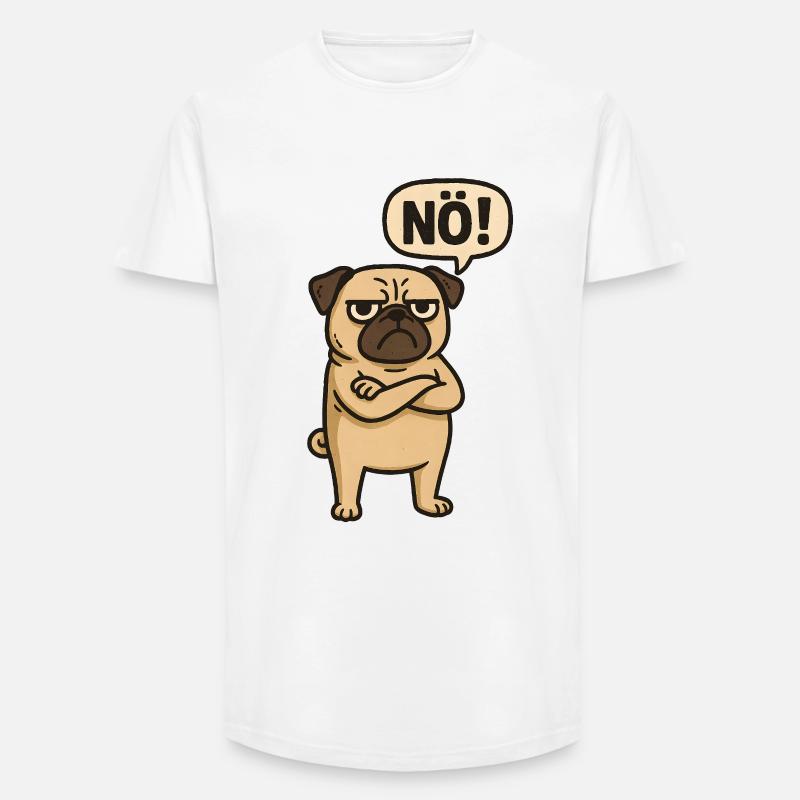 Mops Hund Nö Statement - Long Fit Männer T-Shirt - Weiß