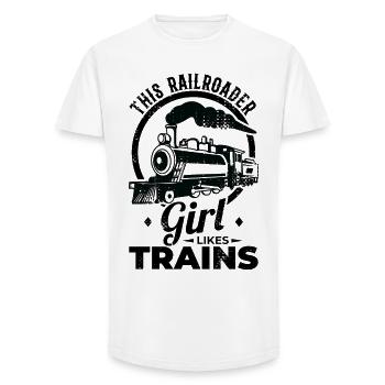 Dieses Eisenbahn Mädchen mag Züge - Long Fit Männer T-Shirt - Weiß - Vorne - AI Model Male 185 light (185cm)