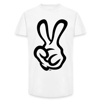 Victory Hand Signals (Left Hand / 1C) - Long Fit Men's T-Shirt - white - Front - AI Model Male 185 light (185cm)
