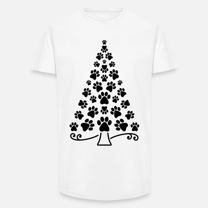 Weihnachtsbaum Pfote - Long Fit Männer T-Shirt - Weiß