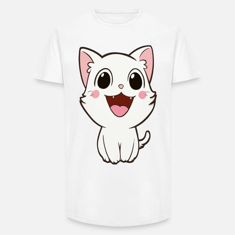 Verspieltes weißes Kätzchen-Maskottchen - Long Fit Männer T-Shirt - Weiß