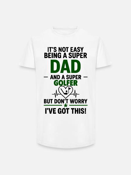 Herz + Golf – Super Papa Golfer - Long Fit Men's T-Shirt - white