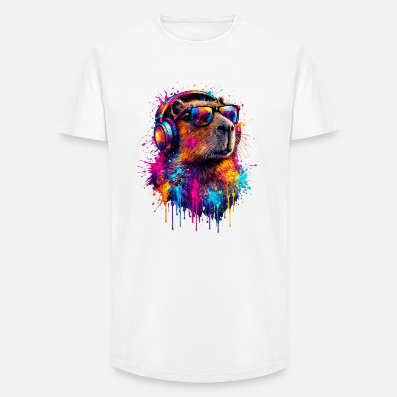 Capybara - Long Fit Männer T-Shirt - Weiß