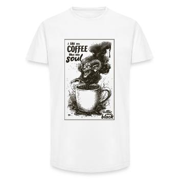 Café et âme - T-shirt coupe longue homme - blanc - Devant - AI Model Male 185 light (185cm)